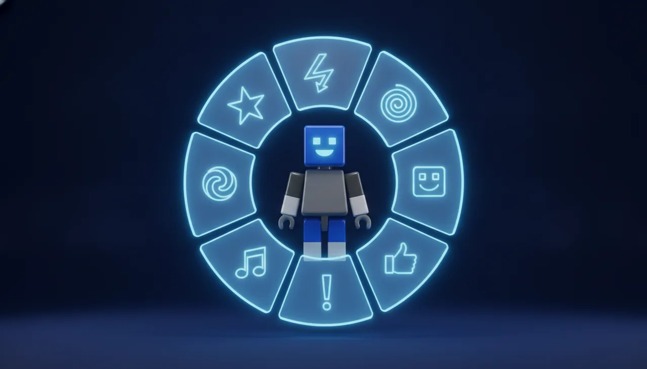 Custom Roblox emote wheel animation on an R15 avatar