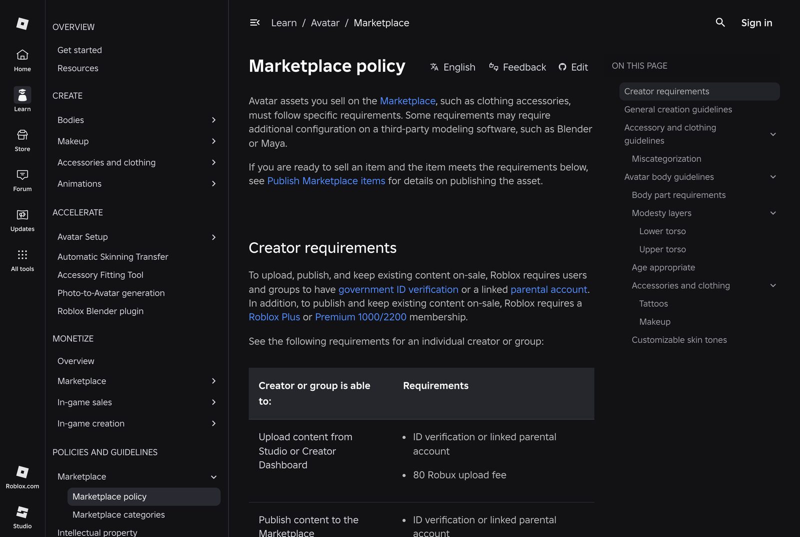 Robloxのクリエイター要件: ID認証、アップロード手数料、Premiumメンバーシップ